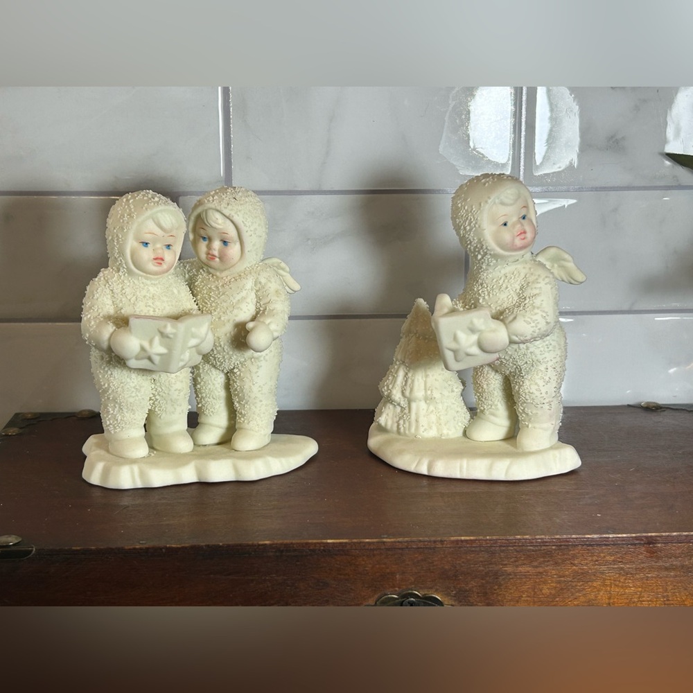 Department 56 Snowbabies Hand Painted Christmas Winter Figurines Set of 2 in Box
